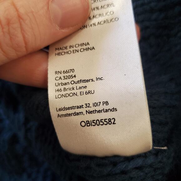 Free People Sweater Womens Small Varsity Navy Cable Knit Crewneck OB1505582 - Picture 6 of 10